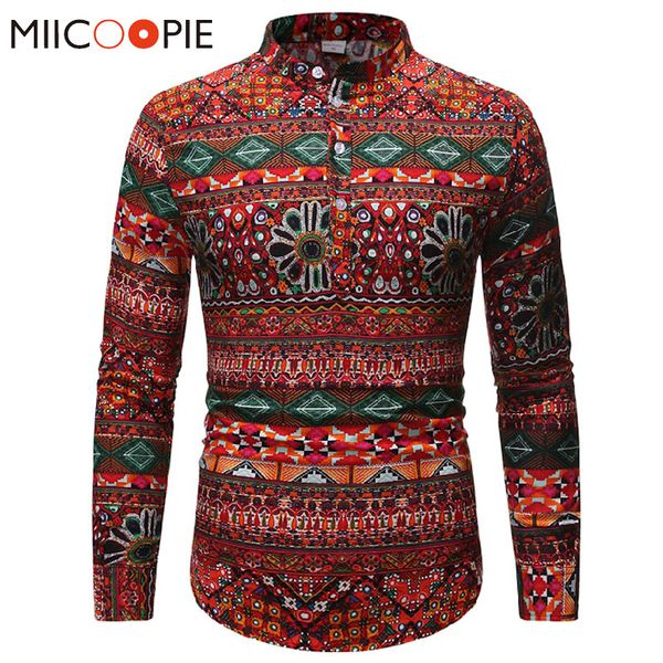 men linen floral hawaiian shirt striped geometric printed patchwork camisa masculina manga longa male stand collar dress shirts, White;black
men linen floral hawaiian shirt striped geometric printed patchwork camisa masculina manga longa male stand collar dress shirts, White;black
