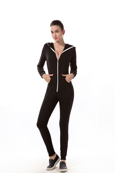 womens zipper solid jumpsuits woman sport hooded neck long sleeve pocket party rompers women casual clothes, Black;white
womens zipper solid jumpsuits woman sport hooded neck long sleeve pocket party rompers women casual clothes, Black;white