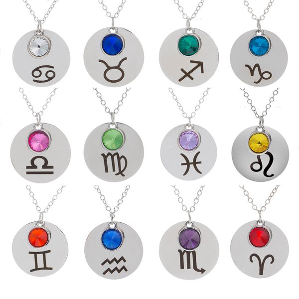 fashion twelve constellations stainless steel necklace for women and men 12 zodiac signs birthstone pendant necklace dog tag clavicle chain, Silver
fashion twelve constellations stainless steel necklace for women and men 12 zodiac signs birthstone pendant necklace dog tag clavicle chain, Silver