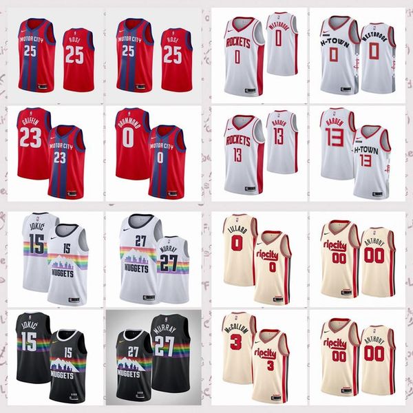 2020 men 23 griffin 25 rose 0 drummond 0 westbrook 13 harden 15 jokic 27 murray 0 lillard 3 mccollum 00 anthony swingman city version jersey, Black;red
2020 men 23 griffin 25 rose 0 drummond 0 westbrook 13 harden 15 jokic 27 murray 0 lillard 3 mccollum 00 anthony swingman city version jersey, Black;red