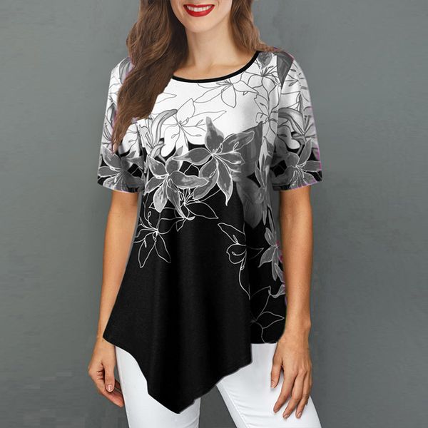 plus size flower print womens and blouses irregular o neck short sleeve female tunic 2020 spring casual loose shirts blusas, White
plus size flower print womens and blouses irregular o neck short sleeve female tunic 2020 spring casual loose shirts blusas, White