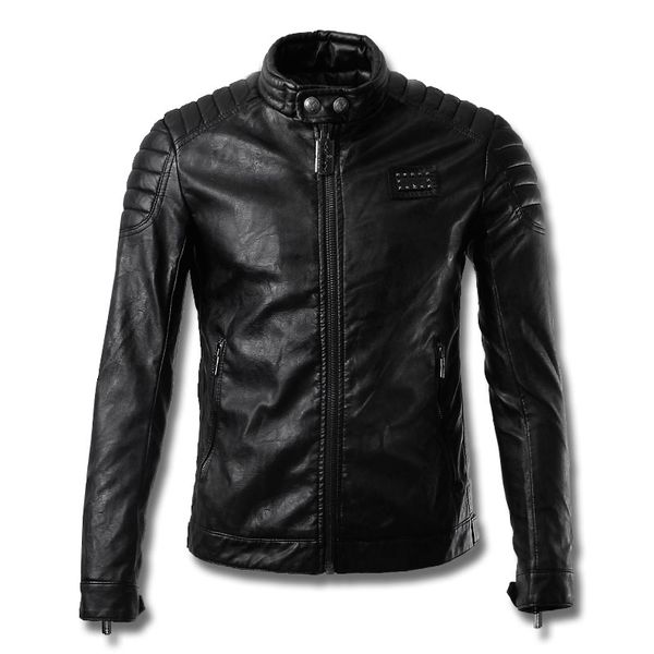 men design motocycle biker leather jacket trim fit new patch full zip short style outerwear, Black
men design motocycle biker leather jacket trim fit new patch full zip short style outerwear, Black