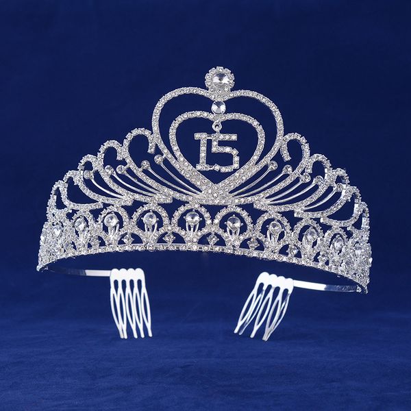 quinceanera 15 fifthteen birthday rhiestone tiara crown with hair combs, Golden;white
quinceanera 15 fifthteen birthday rhiestone tiara crown with hair combs, Golden;white