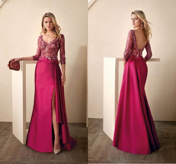 plus size valerioluna mermaid mother of the bride dresses scoop 3/4 long sleeve backless split wedding guest dress floor length evening gown, Black;red
plus size valerioluna mermaid mother of the bride dresses scoop 3/4 long sleeve backless split wedding guest dress floor length evening gown, Black;red