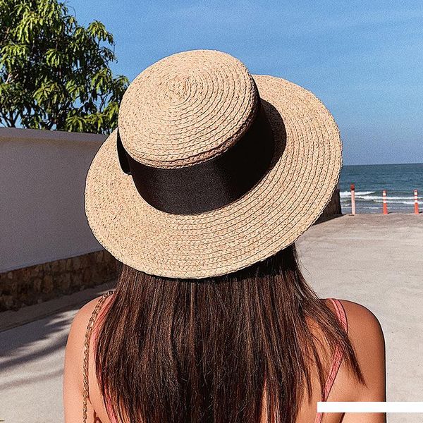 hat female summer korean holiday straw small fresh beach hat flat sun visor casual joker straw, Blue;gray 
hat female summer korean holiday straw small fresh beach hat flat sun visor casual joker straw, Blue;gray