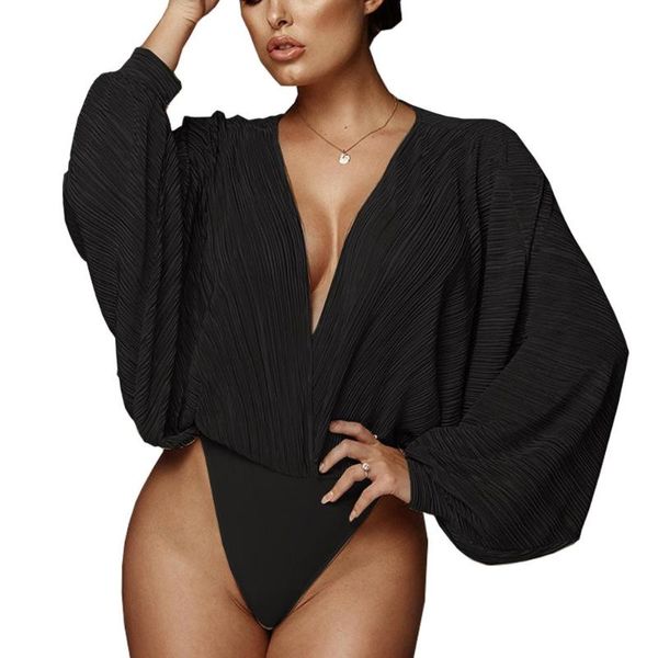женщины комбинезоны с длинным рукавом v шеи плиссированные сыпучие bodysuits топы для женщин купальника рубашки, Black;white
женщины комбинезоны с длинным рукавом v шеи плиссированные сыпучие bodysuits топы для женщин купальника рубашки, Black;white