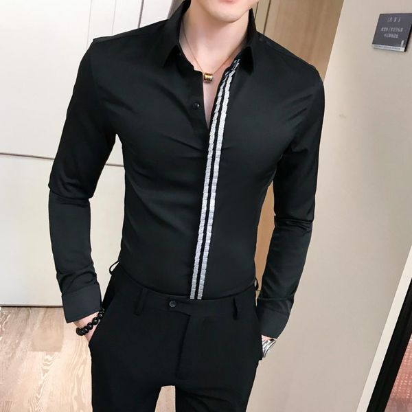 black white contrast stripe shirt male mens office shirts long sleeve camisa homem 2019 blouse homme popular mens business shirt, White;black
black white contrast stripe shirt male mens office shirts long sleeve camisa homem 2019 blouse homme popular mens business shirt, White;black