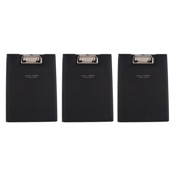 3x A5 Size File Cover Folder Clipboard Black ,document Organizer With Paper Clip