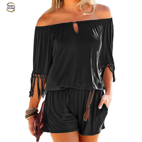 women summer playsuit slash neck tassel beach jumpsuits shorts overalls boho girls pockets rompers xxl gv923, Black;white
women summer playsuit slash neck tassel beach jumpsuits shorts overalls boho girls pockets rompers xxl gv923, Black;white