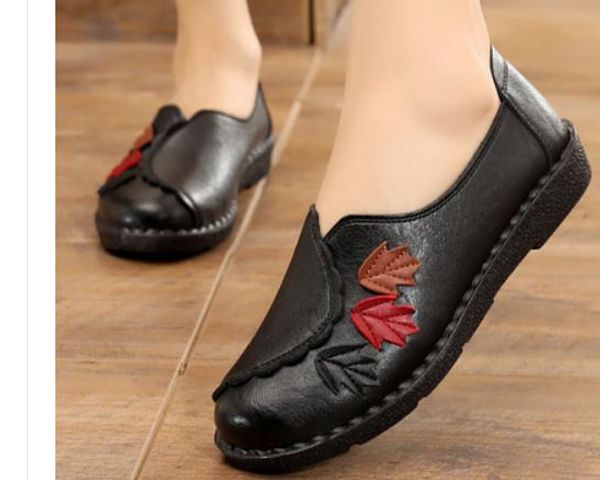 women's shoes in spring and autumn flat bottom round head non-slip comfortable soft @ 56, Black