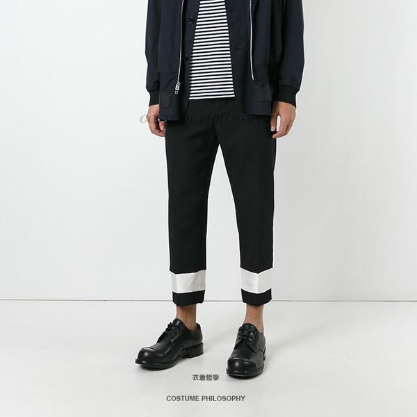 27-44 2017 men clothing gd hair stylist fashion catwalk stitching white bar casual ankle length pants plus size costumes, Black
27-44 2017 men clothing gd hair stylist fashion catwalk stitching white bar casual ankle length pants plus size costumes, Black