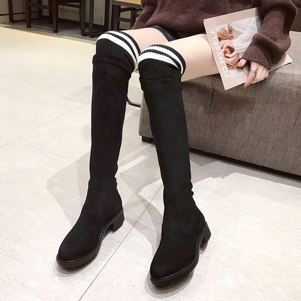 above knee-high med heel ladies long barrel shoes bootsround head pure color autumn winter boots women boots u15-14, Black
above knee-high med heel ladies long barrel shoes bootsround head pure color autumn winter boots women boots u15-14, Black