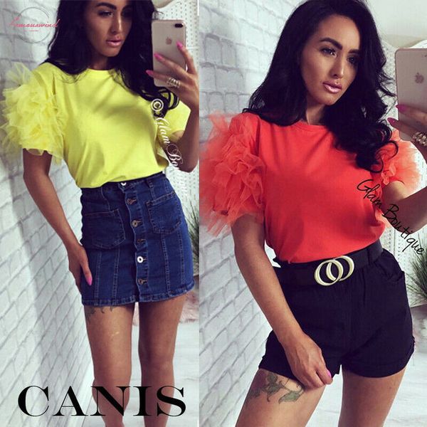 boho women summer tulle ruffle short sleeve mesh t shirt casual fashion o neck mesh sleeve tee, White
boho women summer tulle ruffle short sleeve mesh t shirt casual fashion o neck mesh sleeve tee, White