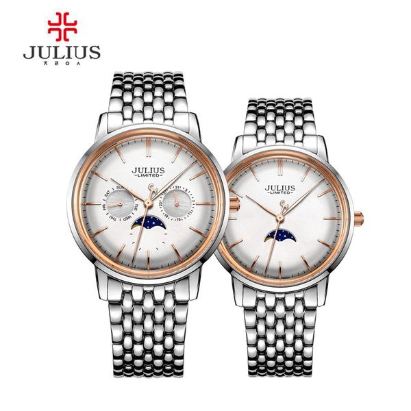 julius waterproof moonphase lover's quartz watch leisure 316l steel limited edition chronograph clock jal-041, Slivery;brown
julius waterproof moonphase lover's quartz watch leisure 316l steel limited edition chronograph clock jal-041, Slivery;brown