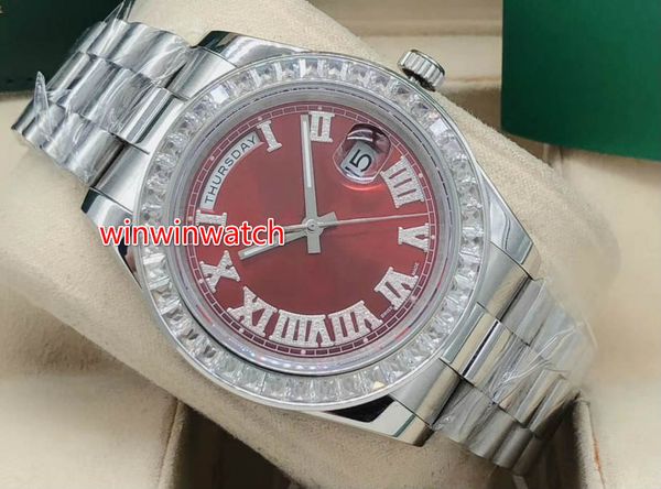 new arrive men watch baguettes diamond bezel 41mm mechanical movement silver stainless steel roman number dial men's diamond wrist watc, Slivery;brown
new arrive men watch baguettes diamond bezel 41mm mechanical movement silver stainless steel roman number dial men's diamond wrist watc, Slivery;brown