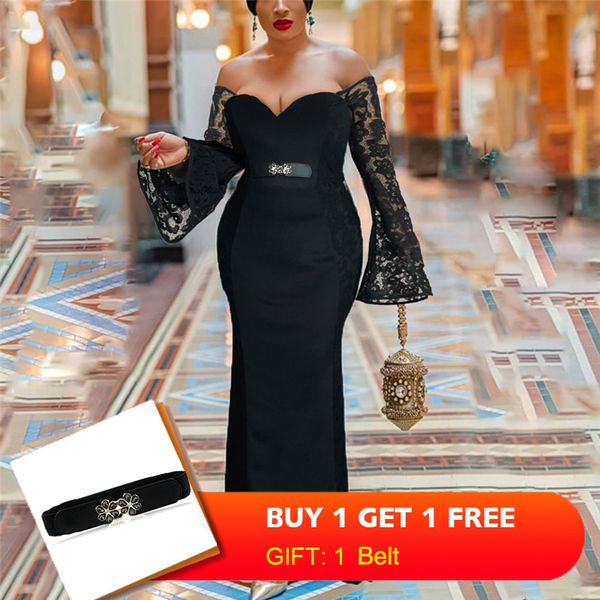 black lace dresses long sleeve off shoulder party with waist belt event occation women celebrate evening night robes, Black;gray
black lace dresses long sleeve off shoulder party with waist belt event occation women celebrate evening night robes, Black;gray