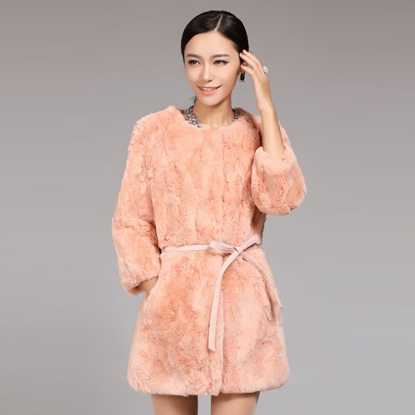 autumn and winter new medium long women's thick snap rex fur coat outerwear women three quarter jacket with a belt, Black
autumn and winter new medium long women's thick snap rex fur coat outerwear women three quarter jacket with a belt, Black