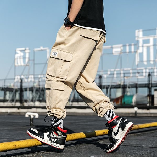 men cargo pant straight cotton muti-pockets trousers adjustable buckle hip hip streetwear men's joggers pants, Black
men cargo pant straight cotton muti-pockets trousers adjustable buckle hip hip streetwear men's joggers pants, Black