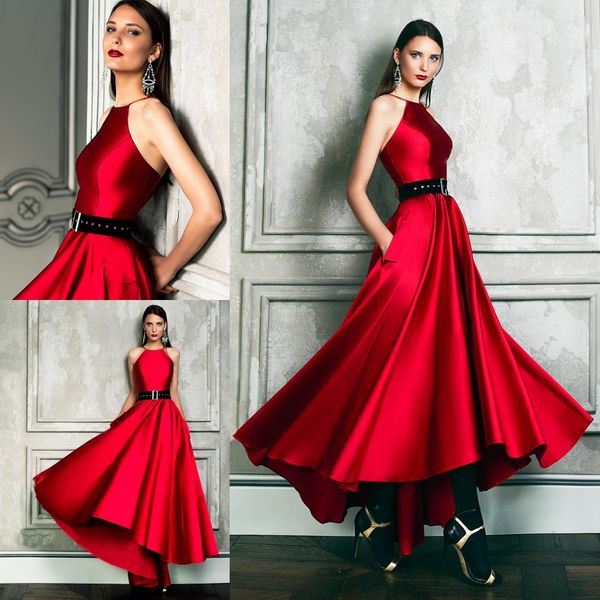 red a line mukha prom dresse halter sleeveless ruched chiffon sash party dress ankle length robes de soirée, Black
red a line mukha prom dresse halter sleeveless ruched chiffon sash party dress ankle length robes de soirée, Black