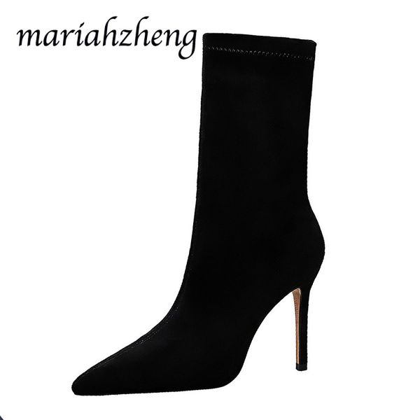 mariahzheng winter fashion women's boot pedicure calf women's boots high heel suede pointed nightclub slim boots ds, Black
mariahzheng winter fashion women's boot pedicure calf women's boots high heel suede pointed nightclub slim boots ds, Black