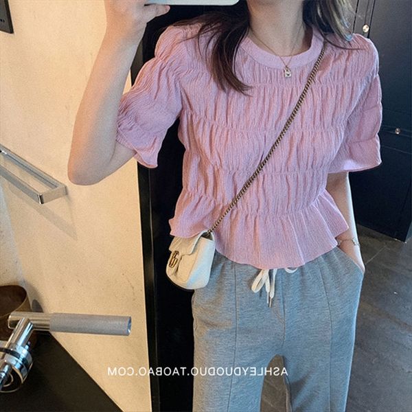chiffon women's 2020 loose short-sleeved t-shirt short sweet small shirt fashion, White
chiffon women's 2020 loose short-sleeved t-shirt short sweet small shirt fashion, White