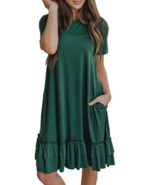 remikstyt womens flared midi dresses short sleeve ruffle loose summer casual tunic with pockets, Black;gray
remikstyt womens flared midi dresses short sleeve ruffle loose summer casual tunic with pockets, Black;gray