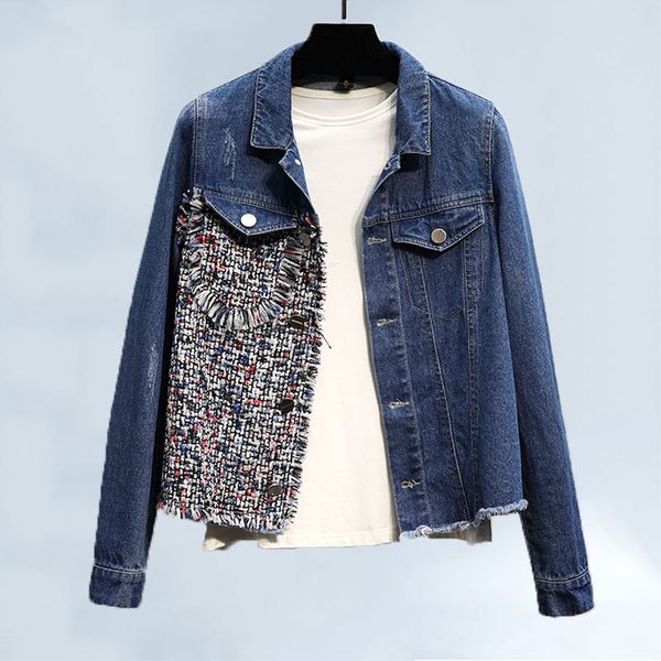 2019 autumn plus size 5xl women denim coat harajuku stitching slim denim jacket women fashion hole tassel basic jacket female 36, Black;brown
2019 autumn plus size 5xl women denim coat harajuku stitching slim denim jacket women fashion hole tassel basic jacket female 36, Black;brown
