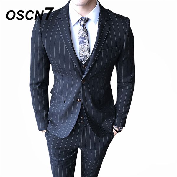 oscn7 casual business stripe 3 piece suit men 2019 wedding dress tuxedo suits for men party gentleman w6388 three piece, White;black
oscn7 casual business stripe 3 piece suit men 2019 wedding dress tuxedo suits for men party gentleman w6388 three piece, White;black