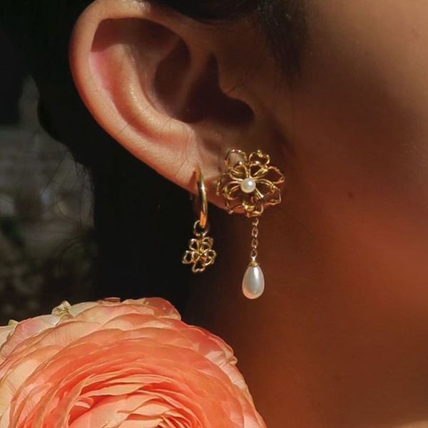16k gold plated natural pearl hollow flower charm hoop earrings for women 2020 ladies vintage long flower earring, Golden;silver
16k gold plated natural pearl hollow flower charm hoop earrings for women 2020 ladies vintage long flower earring, Golden;silver