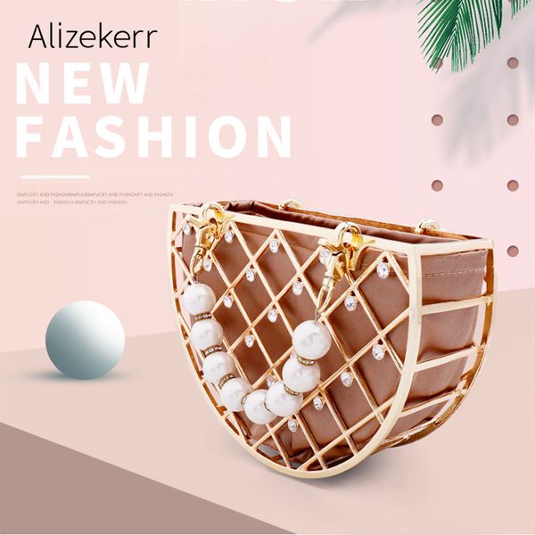 half moon evening clutch bag women hollow out pearl diamond semicircle handmade purse and handbag personality metal cage wallet
half moon evening clutch bag women hollow out pearl diamond semicircle handmade purse and handbag personality metal cage wallet