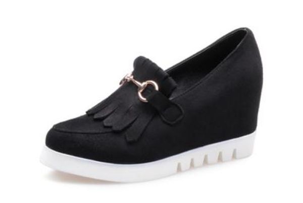 2019 suede women's shoes in spring and autumn with new style slope heel round head @107, Black
2019 suede women's shoes in spring and autumn with new style slope heel round head @107, Black