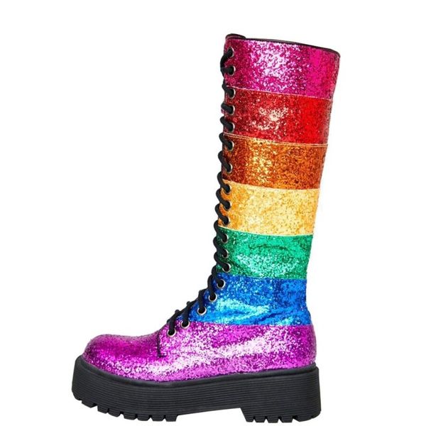 womens rainbow colors sequins bling shiny mid calf boots lace up size zip platform chunky heel shoes punk cosplay plus size, Black
womens rainbow colors sequins bling shiny mid calf boots lace up size zip platform chunky heel shoes punk cosplay plus size, Black