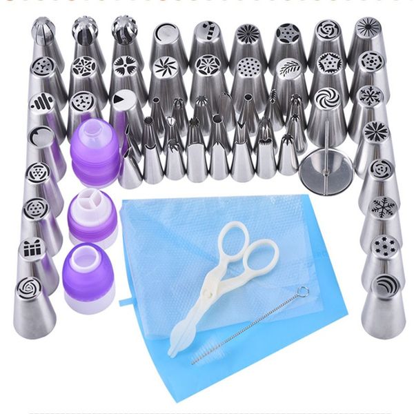 64pc/set silicone icing piping cream pastry bag + 56pc stainless steel russian pastry nozzles + convertor for cake decoration
64pc/set silicone icing piping cream pastry bag + 56pc stainless steel russian pastry nozzles + convertor for cake decoration