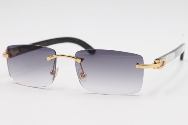 

wholesale size: 8200757 style and black natural genuine glasses vertical 56-18-140mm rimless buffalo horn stripes sunglasses frame white, White;black