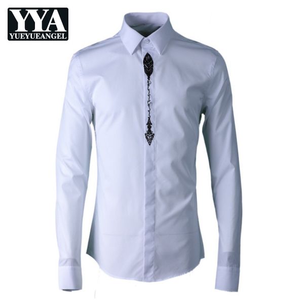 2019 new mens clothes gothic embroidered men shirt simple fashion flower classic man shirt white black casual male 38-42
2019 new mens clothes gothic embroidered men shirt simple fashion flower classic man shirt white black casual male 38-42