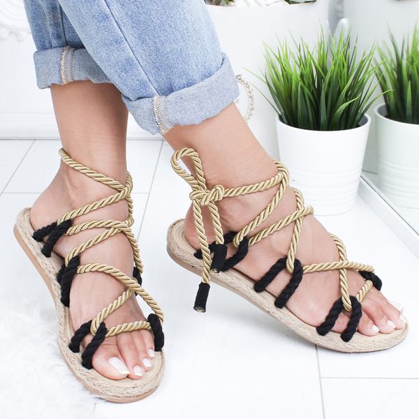 women sandals 2020 lace up gladiator sandals fashion rope summer shoes woman flat non-slip beach chaussures femme, Black
women sandals 2020 lace up gladiator sandals fashion rope summer shoes woman flat non-slip beach chaussures femme, Black