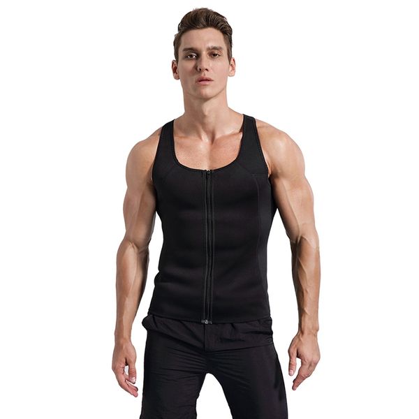 fitness vest men thermal sleeveless zipper sweating slimming tank sportswear body shaper gym running workout shirt clot, Black;blue 
fitness vest men thermal sleeveless zipper sweating slimming tank sportswear body shaper gym running workout shirt clot, Black;blue
