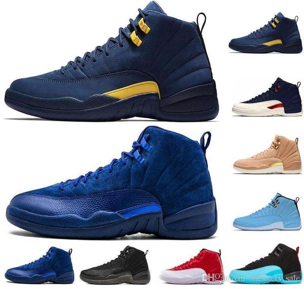 12 michigan vachetta tan 12s college navy men basketball shoes bulls unc flu game the master black white taxi sports sneakers us 8-13
12 michigan vachetta tan 12s college navy men basketball shoes bulls unc flu game the master black white taxi sports sneakers us 8-13