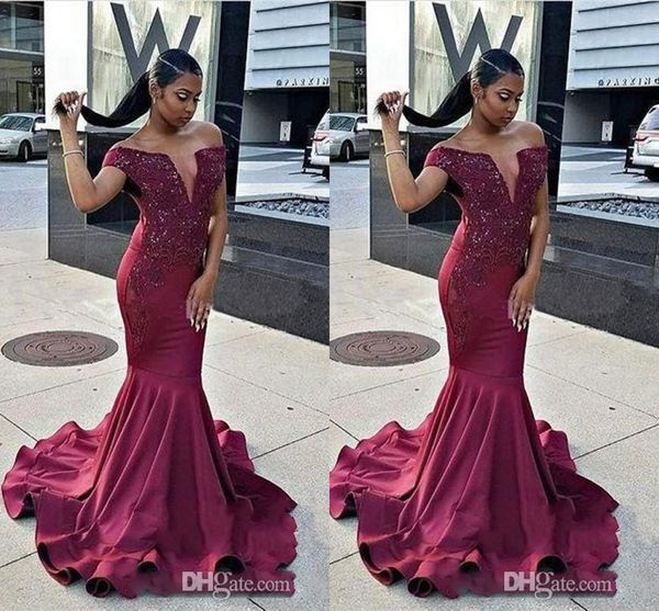 burgundy mermaid long evening dresses off shoulder lace applique sweep train formal evening gowns prom dresses ogstuff vestidos, Black;red 
burgundy mermaid long evening dresses off shoulder lace applique sweep train formal evening gowns prom dresses ogstuff vestidos, Black;red
