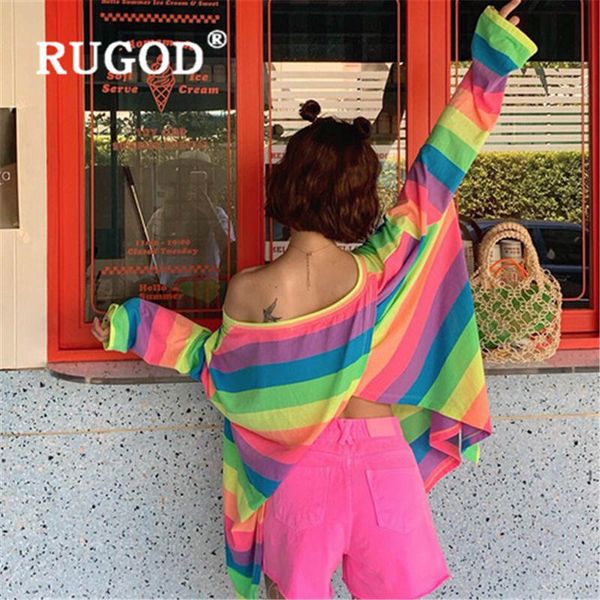 women's blouses & shirts rugod rainbow stripes womens and back split big round neck camisas mujer fashion casual blusa, White
women's blouses & shirts rugod rainbow stripes womens and back split big round neck camisas mujer fashion casual blusa, White