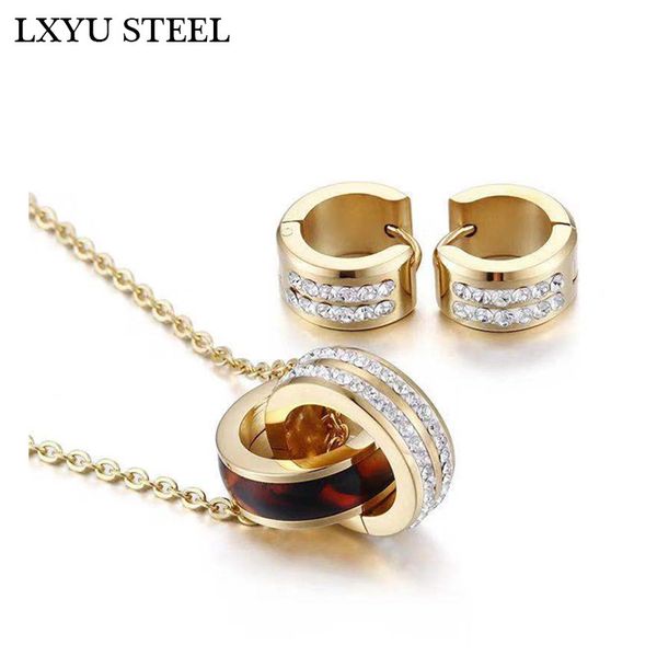 korean version double circle stainless steel jewelry sets cz pendant necklace with earrings women jewelry sets, Silver
korean version double circle stainless steel jewelry sets cz pendant necklace with earrings women jewelry sets, Silver
