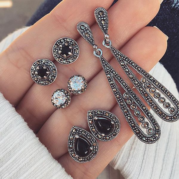 female earrings retro water drops round crystal silver earring set personality charm women dance party costume accessories, Golden;silver
female earrings retro water drops round crystal silver earring set personality charm women dance party costume accessories, Golden;silver