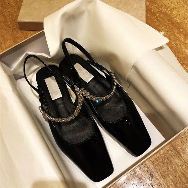 2020 new black patent leather square toe rhinestone chain sandal for women with a head and a half toe flat mary jean slipper
2020 new black patent leather square toe rhinestone chain sandal for women with a head and a half toe flat mary jean slipper
