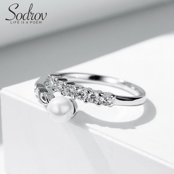 

sodrov 925 sterling silver pearls ring size resizable engagement wedding jewelry for women 925 silver jewelry rings, Golden;silver
