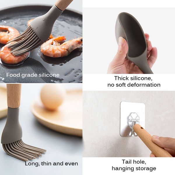 silicone kitchen tools cooking sets soup spoon spatula non-stick shovel with wooden handle special heat-resistant design
silicone kitchen tools cooking sets soup spoon spatula non-stick shovel with wooden handle special heat-resistant design