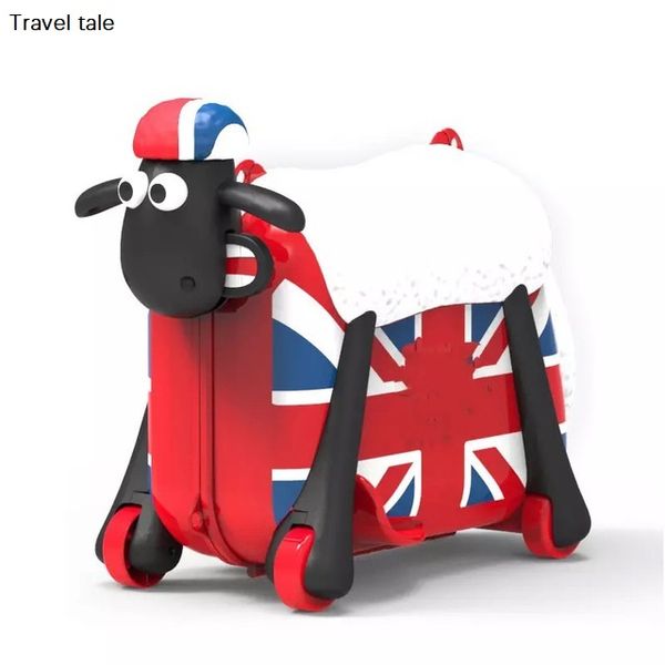 

travel tale kids cute cartoon sheep shape ride-on trolley suitcase wheels solid children carry on spinner rolling luggage