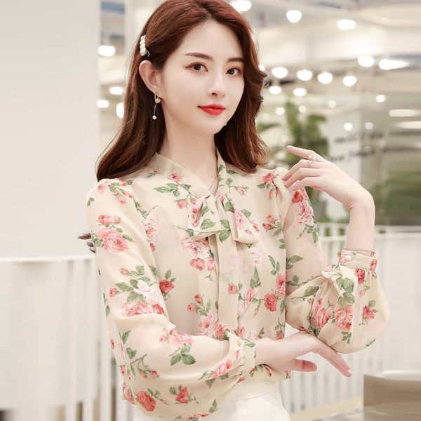 women's blouses & shirts korean fashion womens clothing , ladies bow floral printed lantern long sleeve chiffon blouse shirt woman, White
women's blouses & shirts korean fashion womens clothing , ladies bow floral printed lantern long sleeve chiffon blouse shirt woman, White