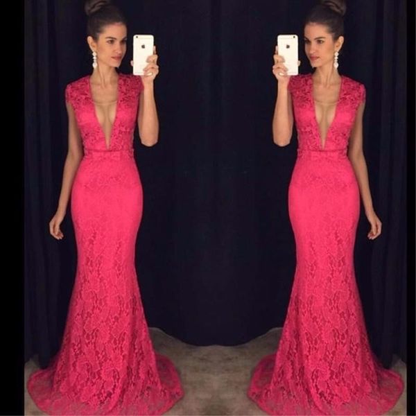 v neck prom dresses with lace mermaid evening gowns vestido de festa longo, Black;red
v neck prom dresses with lace mermaid evening gowns vestido de festa longo, Black;red