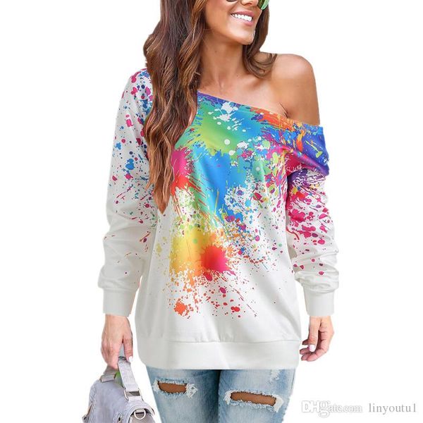 2020 fashion t shirt women long sleeve one shoulder paint splatter print korean style women funny t shirts women, White
2020 fashion t shirt women long sleeve one shoulder paint splatter print korean style women funny t shirts women, White