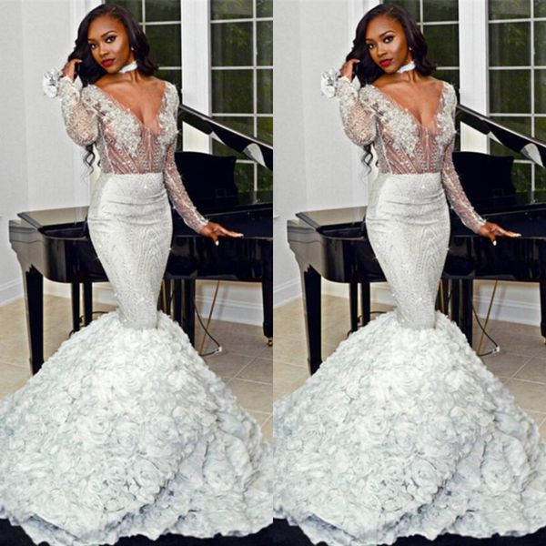 glamorous charming mermaid wedding dresses v neck sequins beads lace appliques bridal gowns sweep train illusion wedding gowns, White
glamorous charming mermaid wedding dresses v neck sequins beads lace appliques bridal gowns sweep train illusion wedding gowns, White